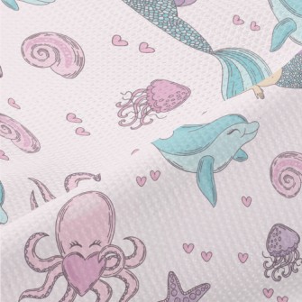 Mermaid Dolphin Octopus Piqué