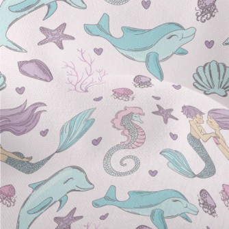 Undersea Mermaid Dolphin Lightweight Performance Linen
