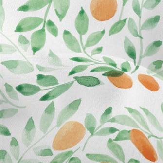 Watercolor Leaves And Fruits Lightweight Performance Linen