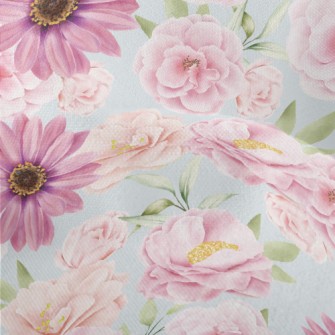 Watercolor Beautiful Flowers Lightweight Performance Linen