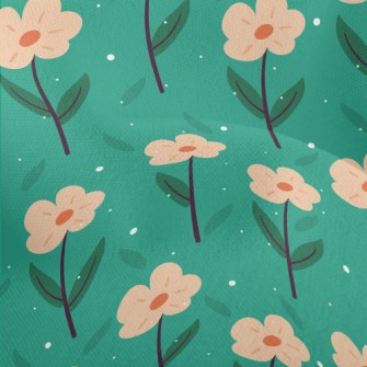 Garden Orange Flowers Lightweight Performance Linen