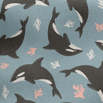 Killer Whales And Corals Jersey Backed Fleece