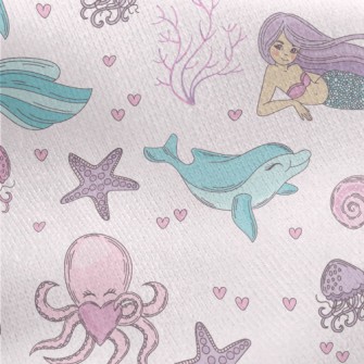 Mermaid Dolphin Octopus Jersey Backed Fleece