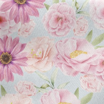 Watercolor Beautiful Flowers Jersey Backed Fleece