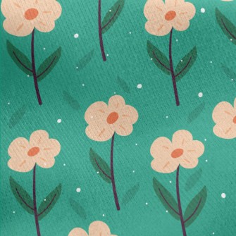 Garden Orange Flowers Jersey Backed Fleece