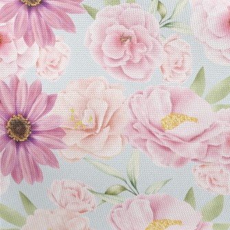 Watercolor Beautiful Flowers Pongee