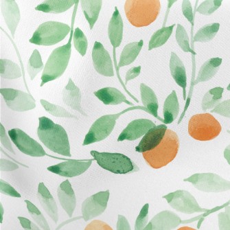 Watercolor Leaves And Fruits Lightweight Cotton Poplin