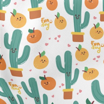 Orange And Cactus Lightweight Cotton Poplin