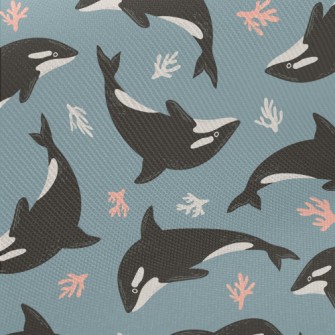Killer Whales And Corals Midweight Cotton Poplin