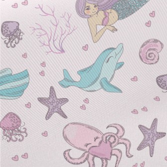 Mermaid Dolphin Octopus Midweight Cotton Poplin