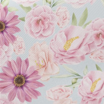 Watercolor Beautiful Flowers Midweight Cotton Poplin
