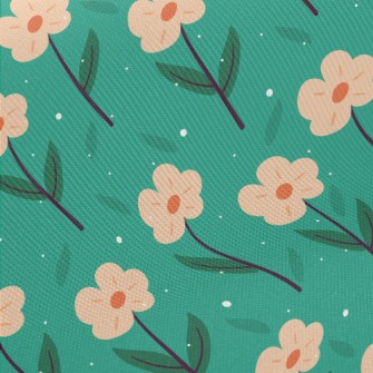 Garden Orange Flowers Midweight Cotton Poplin