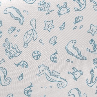 Marine Life And Seaweed Twill