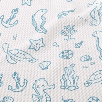 Marine Life And Seaweed Birdseye Piqué