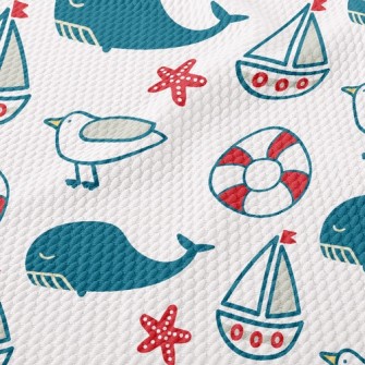 Nautical Supplies And Whales Birdseye Piqué