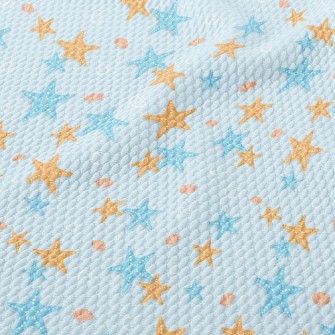 Blue Orange Starfish Birdseye Piqué