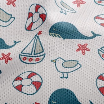 Nautical Supplies And Whales Athletic Mesh Flat Back