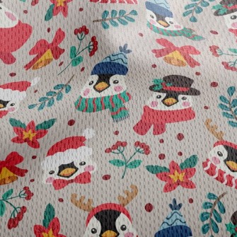 Christmas Dressed Penguin Athletic Mesh Flat Back