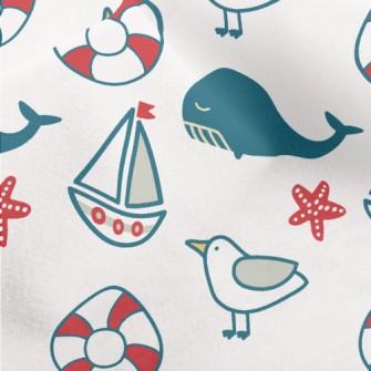 Nautical Supplies And Whales Micro Fleece