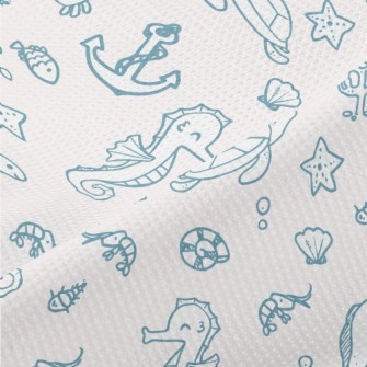 Marine Life And Seaweed Piqué