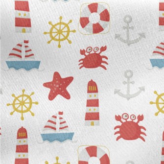 Boat Lighthouse Crab Jersey Backed Fleece
