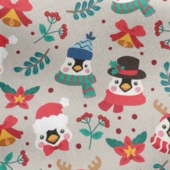 Christmas Dressed Penguin Jersey Backed Fleece