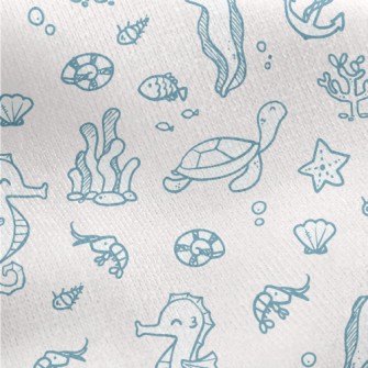 Marine Life And Seaweed Jersey Backed Fleece