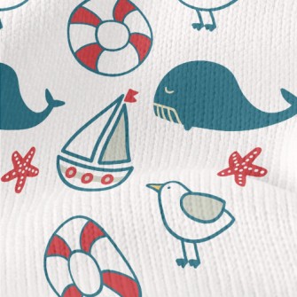 Nautical Supplies And Whales Stretch Jersey