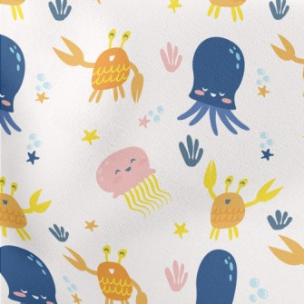 Dancing Crab Squid Lightweight Cotton Poplin