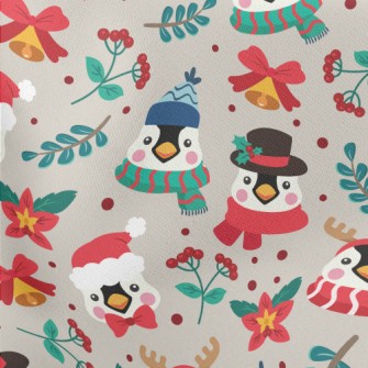 Christmas Dressed Penguin Lightweight Cotton Poplin
