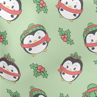 Merry Christmas Penguin Lightweight Cotton Poplin