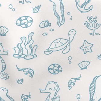 Marine Life And Seaweed Lightweight Cotton Poplin