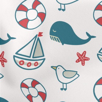 Nautical Supplies And Whales Lightweight Cotton Poplin