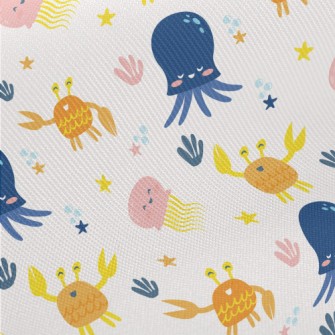 Dancing Crab Squid Midweight Cotton Poplin