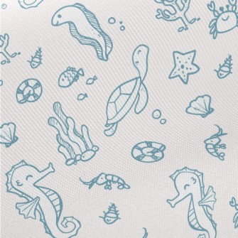 Marine Life And Seaweed Midweight Cotton Poplin