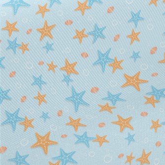 Blue Orange Starfish Midweight Cotton Poplin