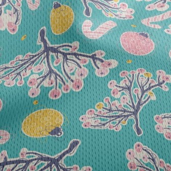 Special Bulb Japanese Flower Athletic Mesh Flat Back