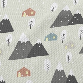 Romantic Snowy Hill Birdseye Piqué