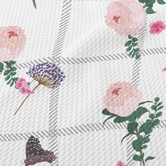 Beautiful Flowers And Butterfl Birdseye Piqué