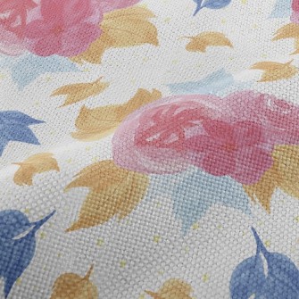 Smudged Flowers And Maple Leav Performance Linen