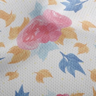 Smudged Flowers And Maple Leav Athletic Mesh Flat Back