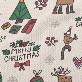 Cartoon Merry Christmas Birdseye Piqué