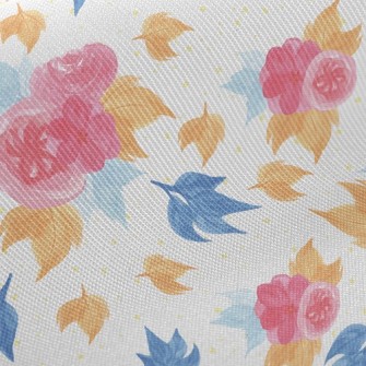 Smudged Flowers And Maple Leav Twill