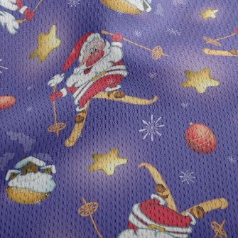 Santa Skiing Athletic Mesh Flat Back
