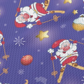 Santa Skiing Birdseye Piqué