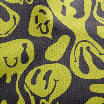 Big Twisted Smiley Face Athletic Mesh Flat Back