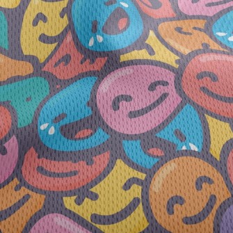 Stacked Emoticons Athletic Mesh Flat Back