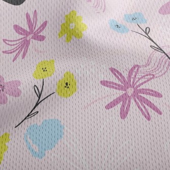 Cute Pink Flowers Athletic Mesh Flat Back