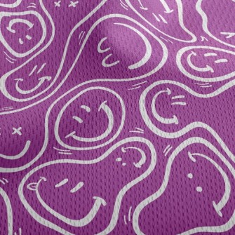 Distorted Smiley Face Athletic Mesh Flat Back