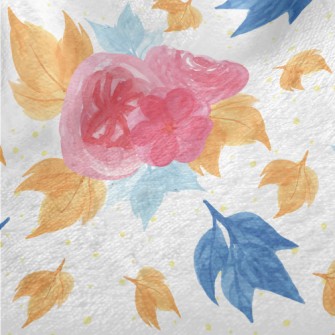 Smudged Flowers And Maple Leav Minky